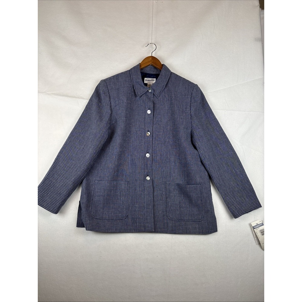 NWT Vintage Pendleton Womens Summertime Blues Blazer Jacket 18 Blue Check TF100